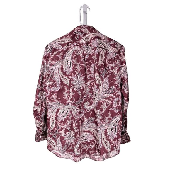 Chaps Ralph Lauren Women's Shirt Button Up Paisley Floral No Iron Blouse Top S - Picture 2 of 8